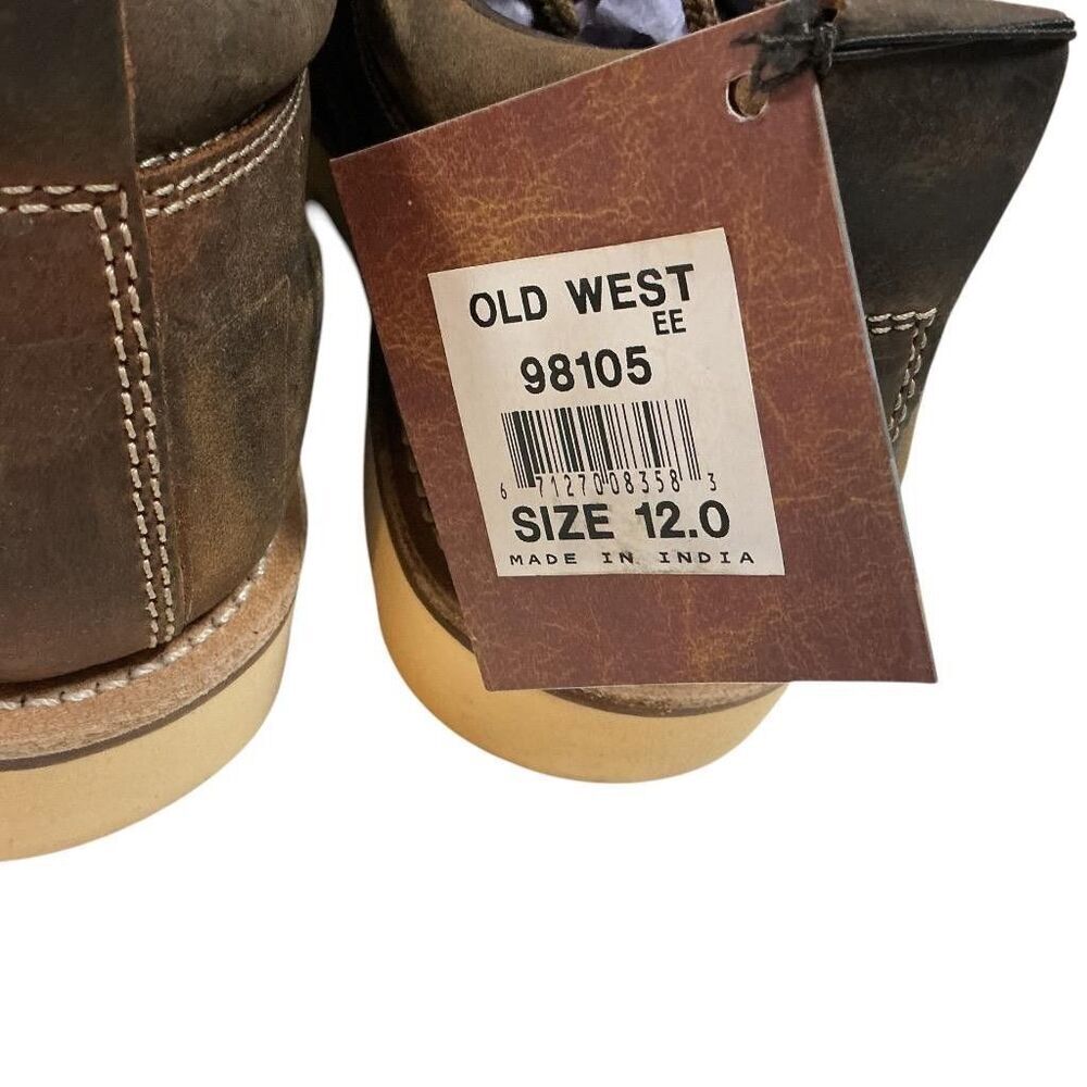 Old West Moc Toe Oxford Shoes Men 12 EE Brown Leather Lace Up Casual Comfort NEW - Picture 8 of 10